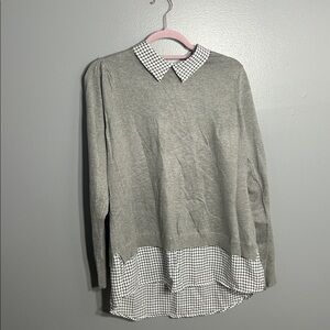 Adrianna Papell large business casual sweater button up collar